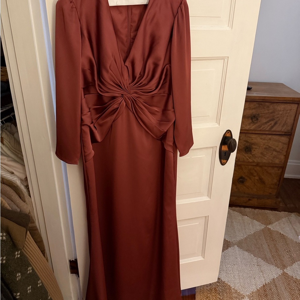 Azazie Long Sleeve Rust Dress